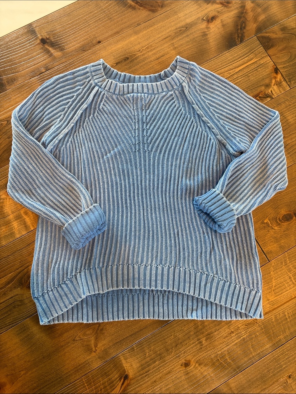 Tribal Light Blue Ribbed Crewneck Sweater
